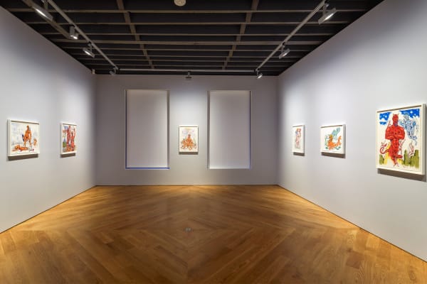 Installation view of Drawings by Mike! a solo show featuring Mike Kuchar's works. A few works featured on the third floor.