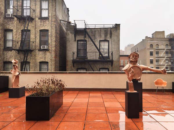 Installation view of AKG on the Move show, featuring many artists. Monahan's sculptures presented here.