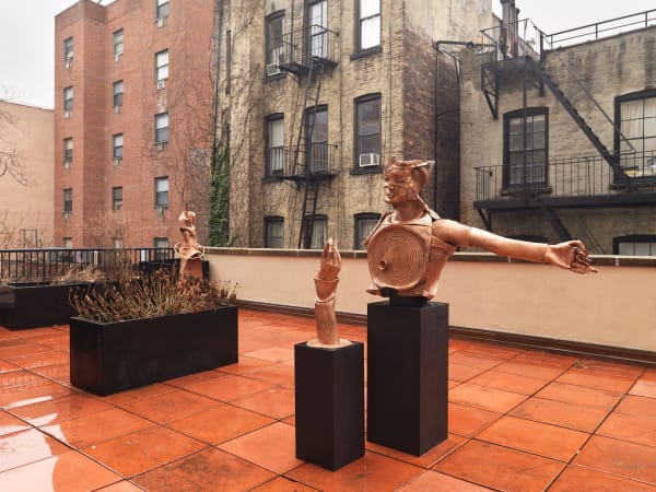 Installation view of AKG on the Move show, featuring many artists. Another view of Monahan's sculptures.