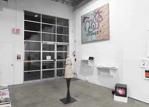 Installation view of Implosion, a 20 year anniversary show featuring all 28 artists on the Anton Kern Gallery roster. View of back of gallery.