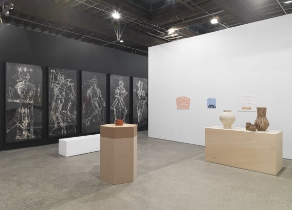 Installation view of Implosion, a 20 year anniversary show featuring all 28 artists on the Anton Kern Gallery roster. Upritchard, Monahan, and Richard Hughes presented here.