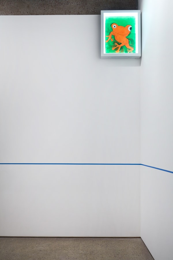 Installation view of Implosion, a 20 year anniversary show featuring all 28 artists on the Anton Kern Gallery roster. Works by Chris Martin.