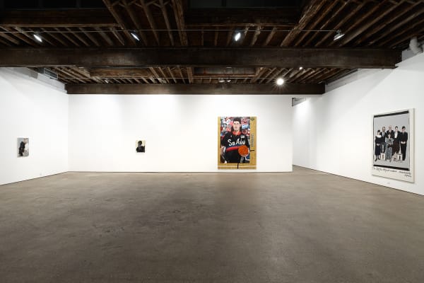 Installation view of Jonas Wood show titled Portraits. Two works shown.