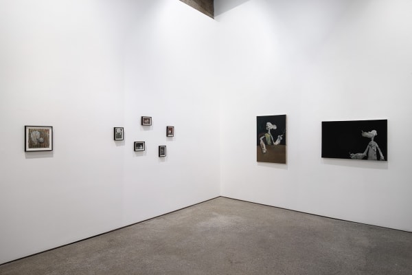 Installation view of Jonas Wood show titled Portraits. Several works shown,