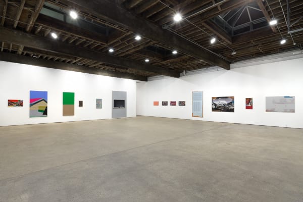 Installation view of Eberhard Havekost solo show titled Expulsion from Paradise Freeze. Distanced view of main gallery.