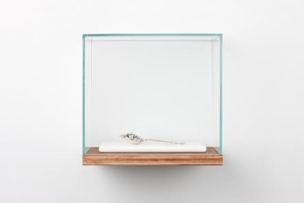 2014 Painted Bronze Silver Spoon Marble And Glass Box 33 5X36X22 5Cm 2