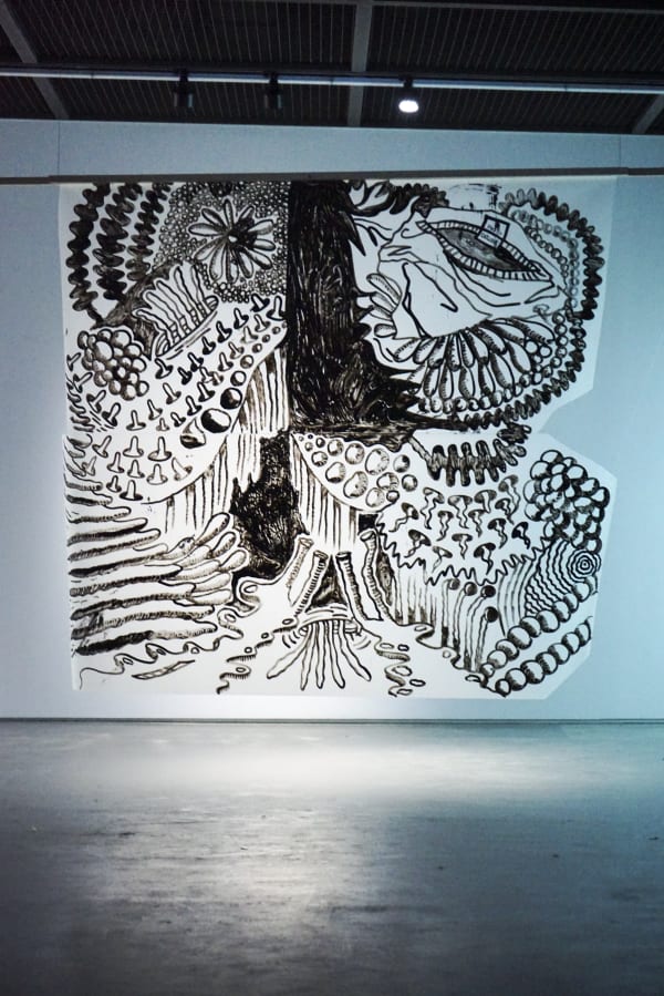 Rae Sim Cannibal Kingdom Psychic Detectives 2018 Paint Marker On Diffusion Sheet 202 X 200 Cm