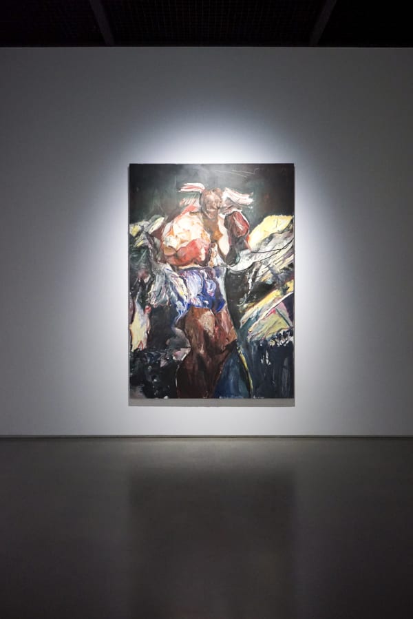 Zhu Xiangmin Boxer 2016 Charcoal Pencil And Oil On Canvas 130 X 200 Cm