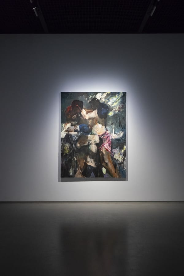 Zhu Xiangmin Fight 2016 Charcoal Pencil And Oil On Canvas 130 X 170 Cm