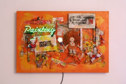 Painting 2013 Neon And Mixed Media On Canvas 80X120X15Cm