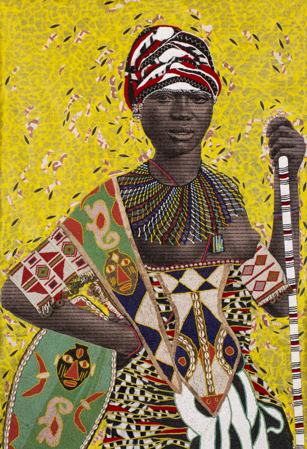 Marion Boehm YORUBA SHIELD, 2019 Collage on paper, mixed media 130 x 89 cm