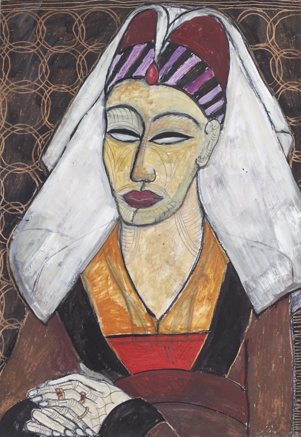Manuela Sambo Portrait nach Rogier van der Weyden, 2008 70 x 50 cm Ölkreide auf Papier