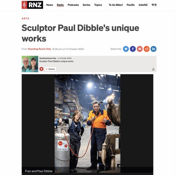 Paul Dibble's Unique Sculptures Profiled on RNZ