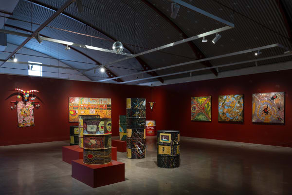 Disco Dreamtime Drums exhibition installation view. Photograph by Jessica Maurer.
