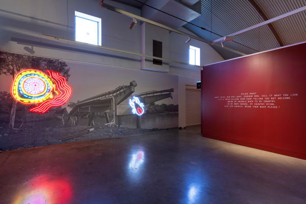 Disco Dreamtime Drums exhibition installation view. Photograph by Jessica Maurer.