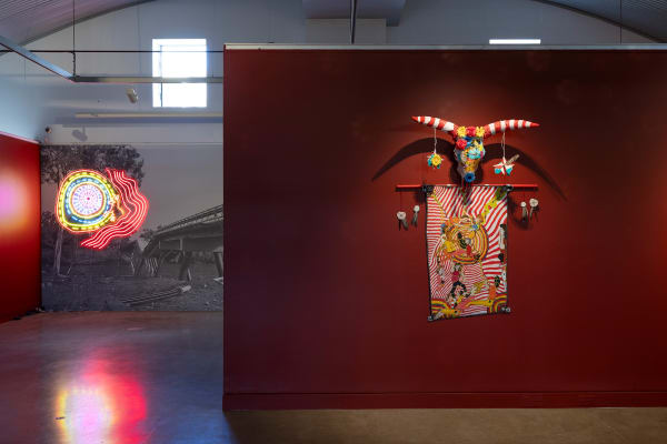 Disco Dreamtime Drums exhibition installation view. Photograph by Jessica Maurer.
