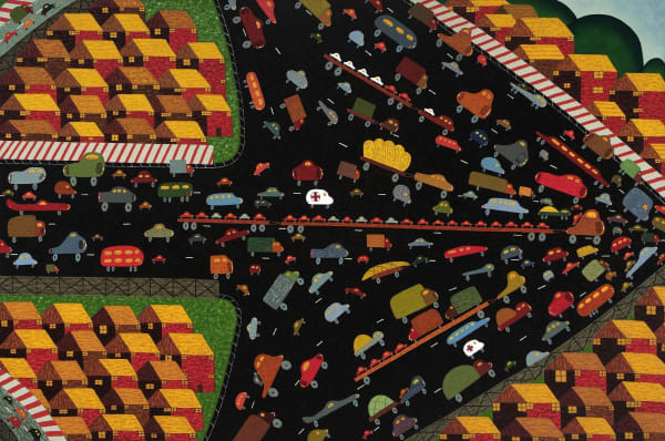 Dean Bowen 'Delays Expected' (detail), oil on linen, 122 x 183 cm