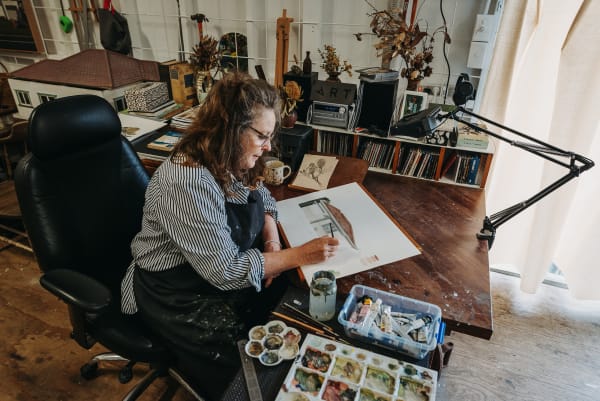 Robyn Sweaney in her studio photgoraphed by Justin Ealand