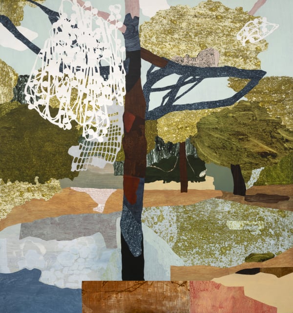 Trees are the answer – Canopy cover, acrylic and paper on linen, 125 x 115cm framed