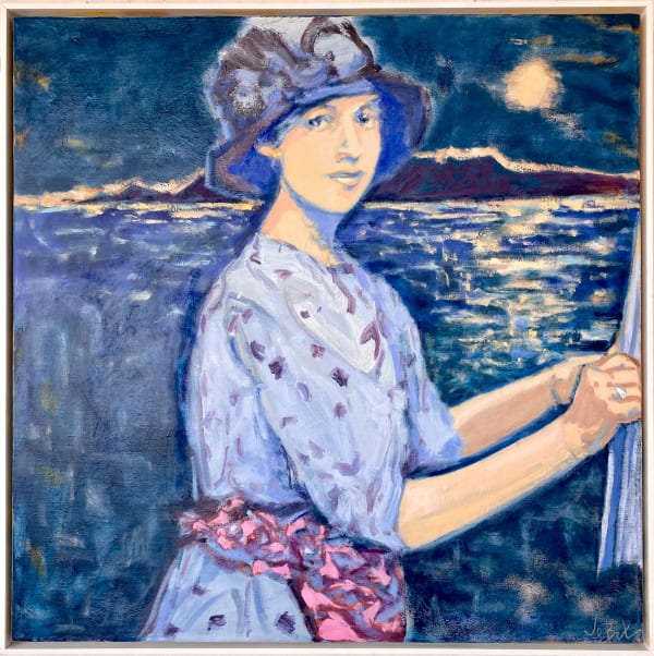 Jo Bertini Shadow Painter (portrait of Hilda Rix Nicholas), oil on polyester canvas, 79 x 79cm (framed)