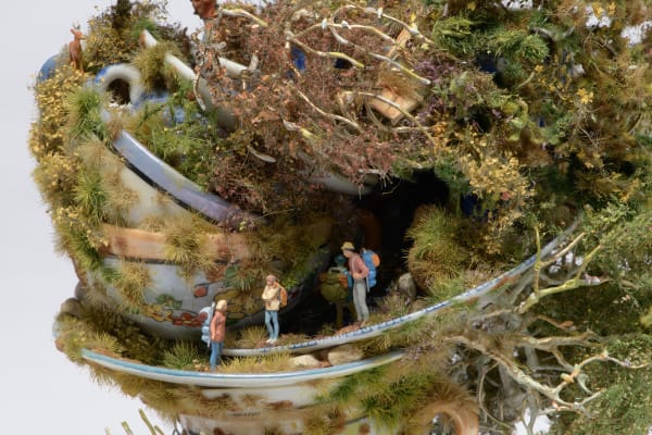 Kendal Murray ‘Keen Eyed Applied, Hillside Confide’ (detail), mixed media assemblage with tea set, 31.5 x 20.5 x 19 cm,...