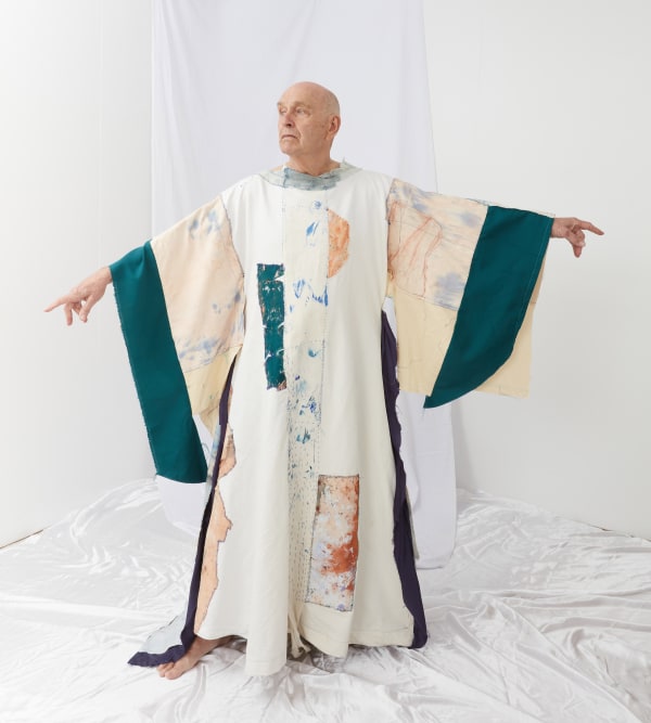 Kate Dorrough ‘River Costume' (front), textile, fabric paint, stitching, 174 x 156 x 40 cm