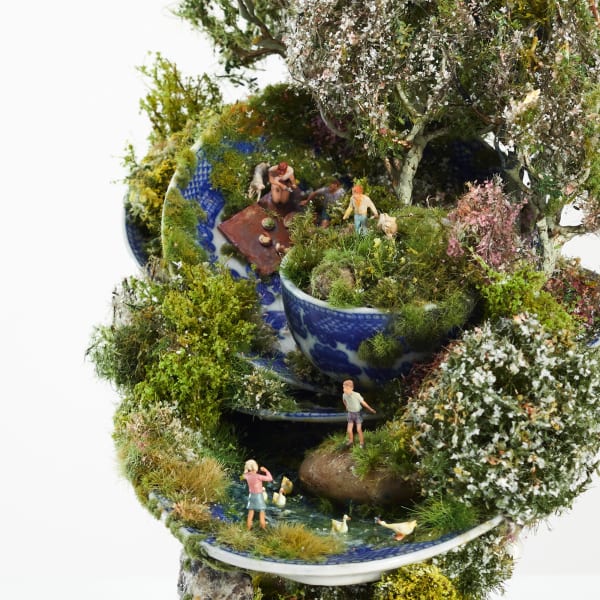 Kendal Murray Scout Out, Shout Out, Hang About, mixed media assemblage with tea set, 21.5 x 14 x 18 cm,...