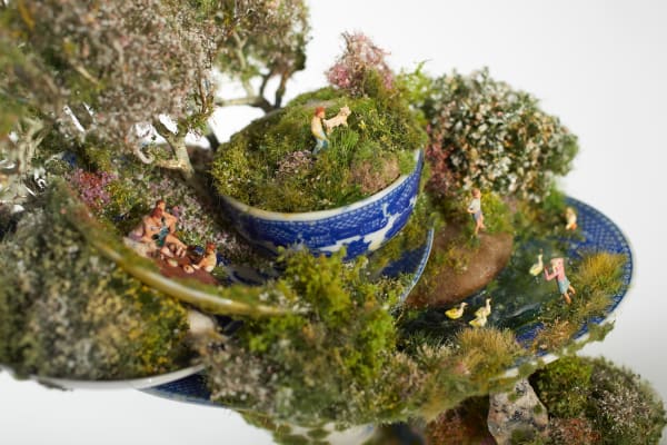 Kendal Murray Scout Out, Shout Out, Hang About, mixed media assemblage with tea set, 21.5 x 14 x 18 cm,...