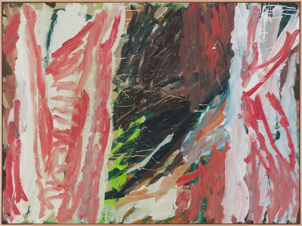 Lauren O'Connor, What I want back is what I was before/red cedars, acrylic on board, 123.5cm x 92cm (framed)