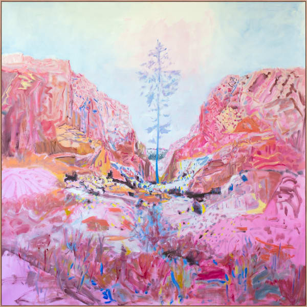 Jo Bertini, The Tree of Doubtful Creek, iridescent pigments & oil on French polyester canvas, 210 x 210 cm (framed)