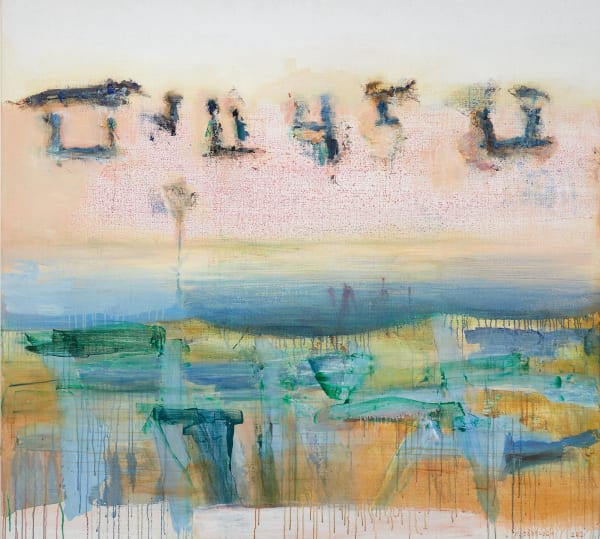 Kate Dorrough 'Calligraphic Marks of a River Landscape', acrylic on linen, 152 x 168 cm