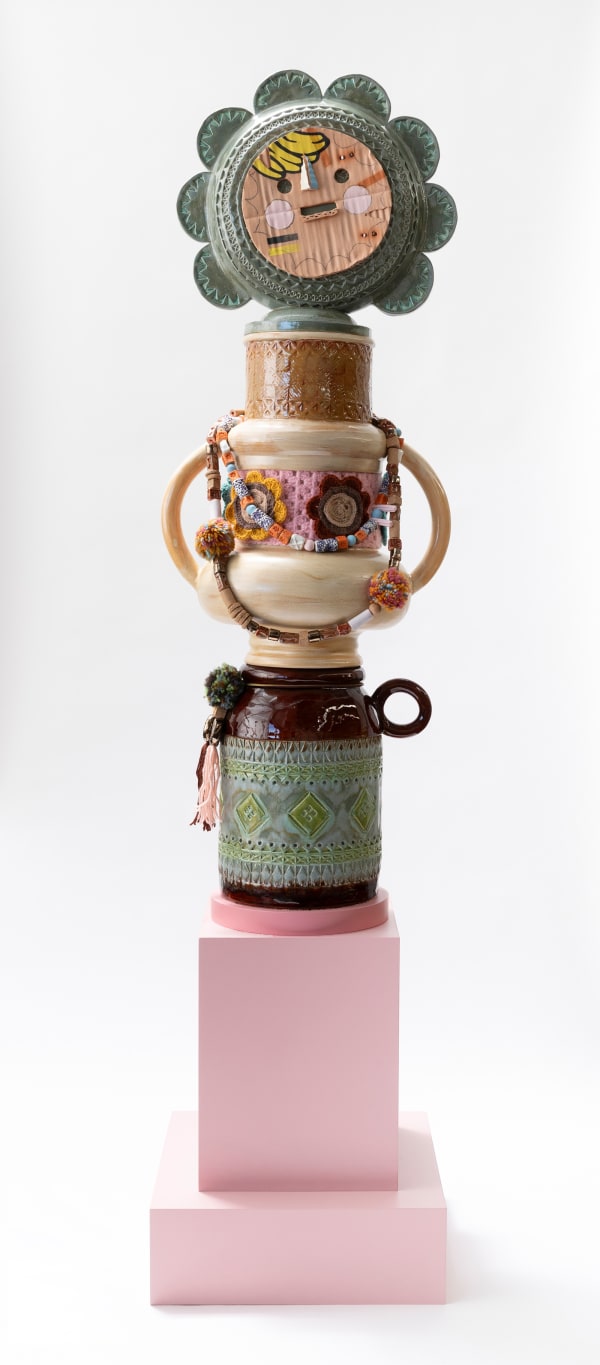 Sunny, ceramic with glaze, wool, 160 x 49 x 33 cm