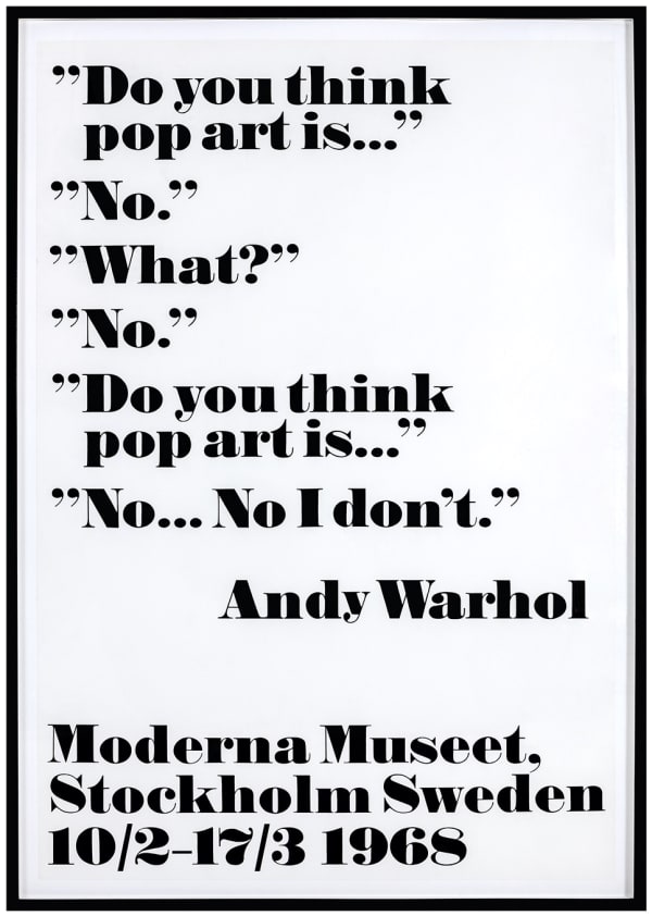 Andy Warhol, "Do you think pop art is...", 1968