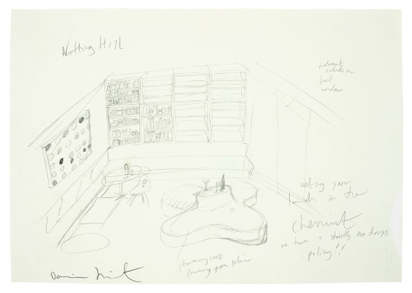 Damien Hirst Pharmacy restaurant drawing Notting Hill London