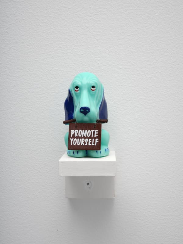 Naysayers (Promote Yourself), 2024 Resin, enamel paint, wood 4 x 2 1/2 x 2 1/2 inches