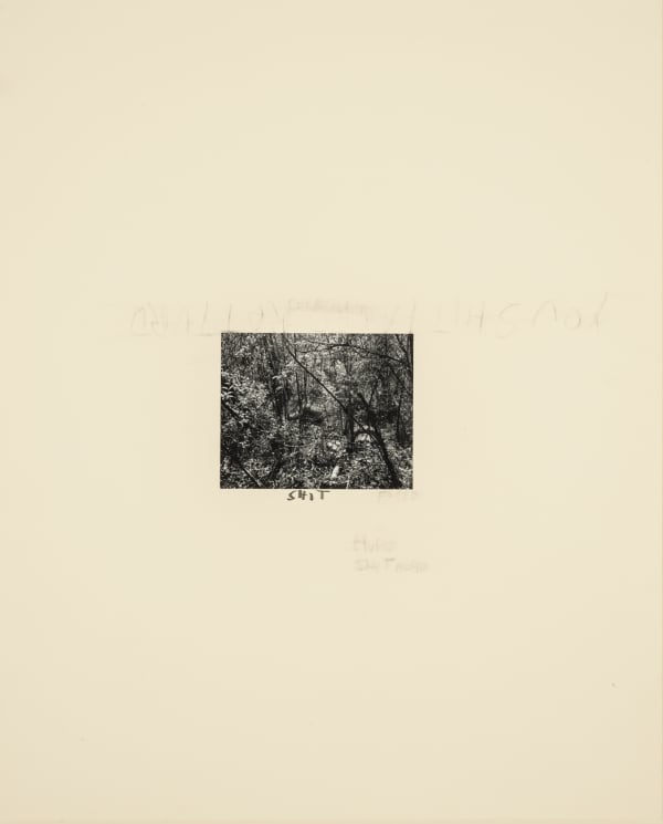 John Gossage SHIT STUPID SHIT- HEAD COCKSUCKER YOU SHITFACED RETTURD, 1989 vintage gelatin silver print, pencil, craft paper 16 x 20 inches unique