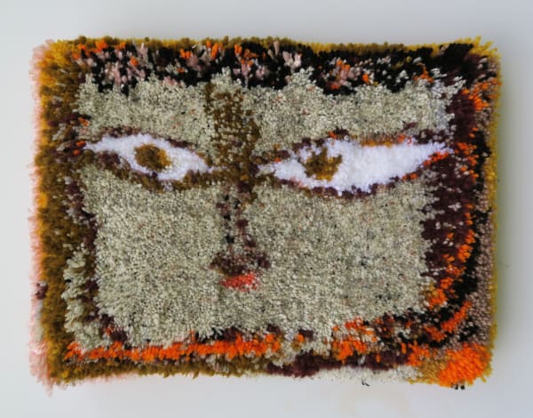Anna Mayer, Pale Clay (Idol), 2019 hooked rug mounted on panel, 16 x 21 1/2 x 2 1/2 in