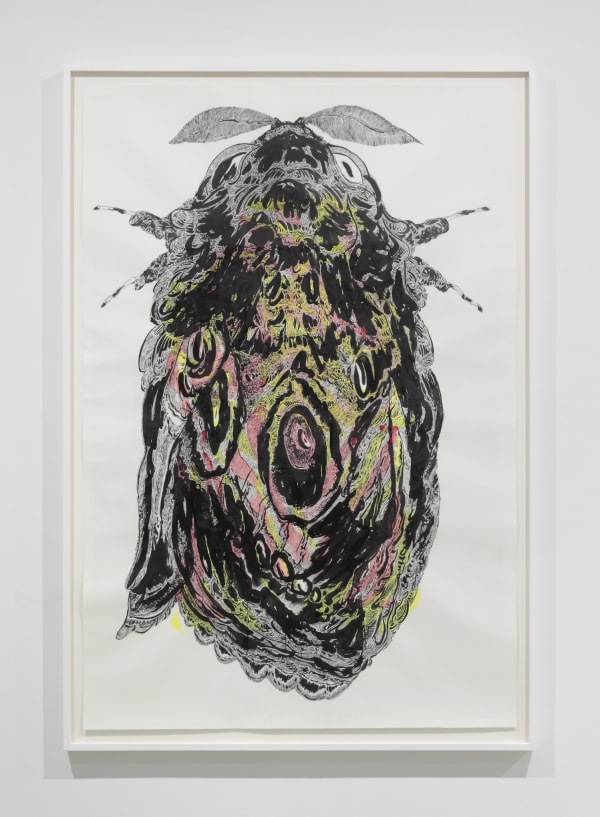 Natasha Bowdoin, Luna Moth 1, 2017 Gouache, flashe and ink on paper, 69 x 45 in