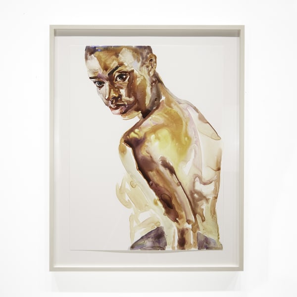 Angela Fraleigh Study of Nana for Sound the deep waters, left panel, 2019 watercolor on yupo 26 x 20 in (66 x 50.8 cm) 37 x 25 1/8 x 1 1/2 in (94 x 63.8 x 3.8 cm) framed AF 216 $5,550