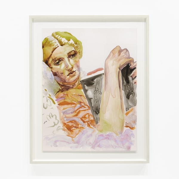 Angela Fraleigh Study for With ready eyes, 2020 watercolor on yupo 26 x 20 in (66 x 50.8 cm) 37 x 25 1/8 x 1 1/2 in (94 x 63.8 x 3.8 cm) framed AF 217 $5,550 browse more works on paper