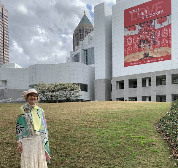 Jana Vander-Lee outside the High Museum for the exhibition's opening.