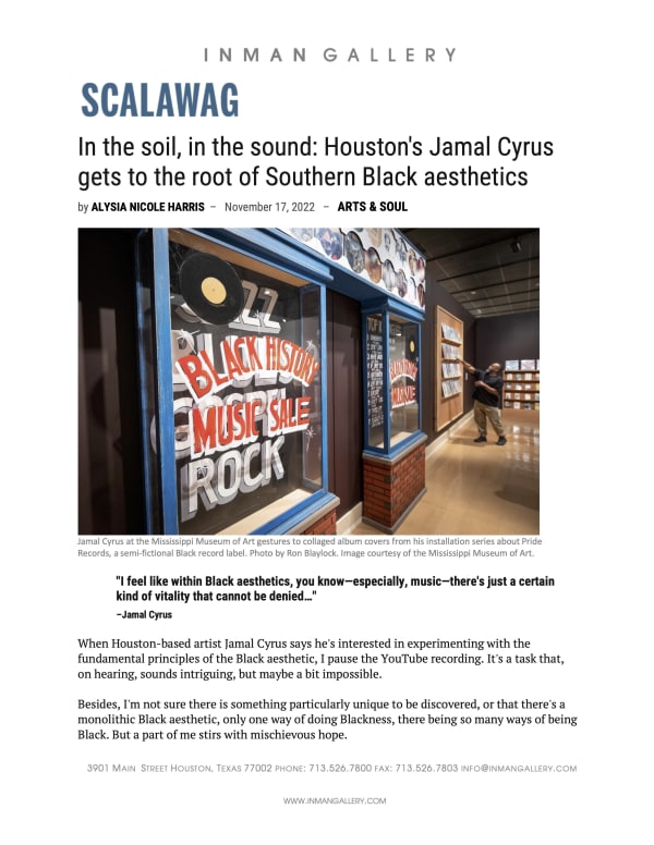 In the soil, in the sound: Houston's Jamal Cyrus gets to the root of Southern Black aesthetics