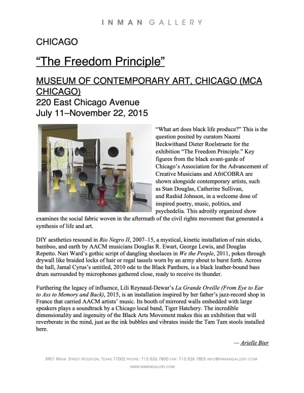 “The Freedom Principle” MUSEUM OF CONTEMPORARY ART, CHICAGO