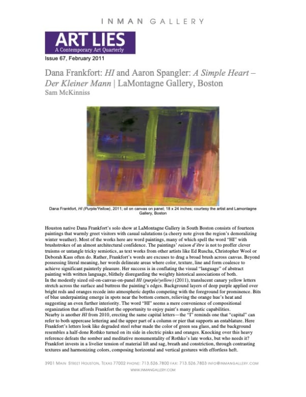 Dana Frankfort: HI – LaMontagne Gallery, Boston