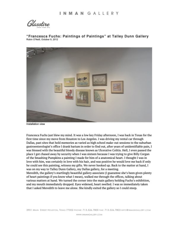“Francesca Fuchs: Paintings of Paintings” at Talley Dunn Gallery