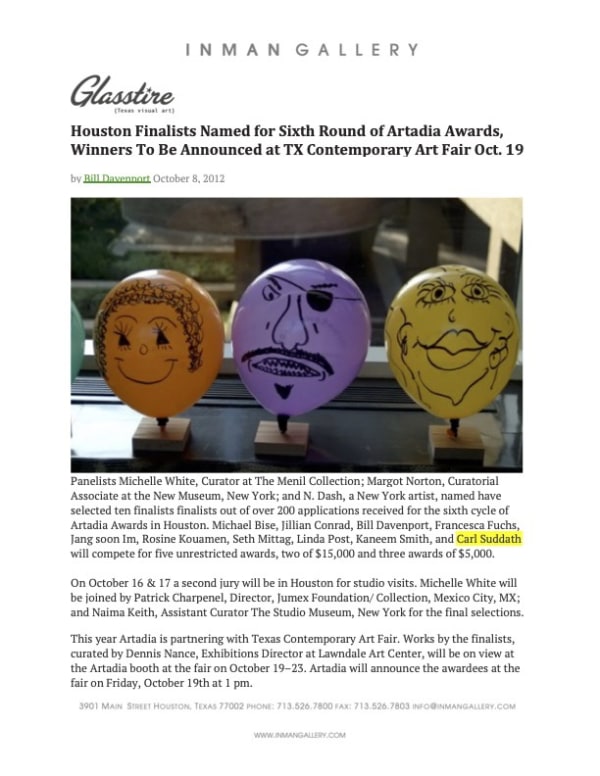 Houston Finalists Named for Sixth Round of Artadia Awards, Winners To Be Announced at TX Contemporary Art Fair Oct. 19