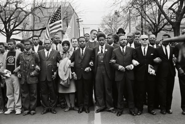 Steve Schapiro Martin Luther King Jr. and Group Enter Montgomery, Black Suits, 1965