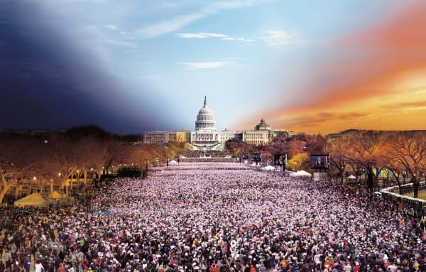 Stephen Wilkes Presidential Inauguration, Washington D.C., Day to Night, 2013 Signed on label verso 25 1/2 x 40 inch archival pigment print Edition of 50 36 x 56 1/2 inch archival pigment print Edition of 30 48 x 75 1/2 inch archival pigment print Edition of 25