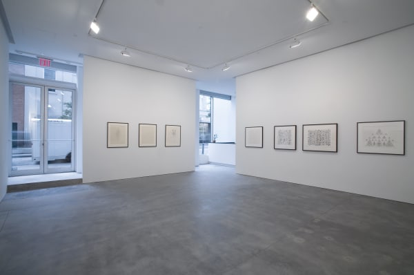Installation view of Susan Inglett Gallery with 2d works by Bruce Connor hanging on the walls
