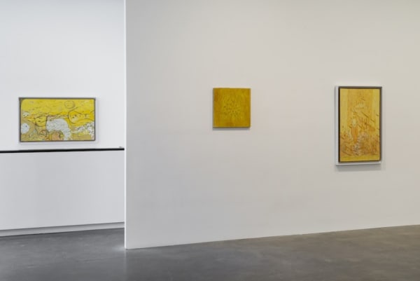 Installation view of Lee Mullican paintings exhibited at Susan Inglett Gallery